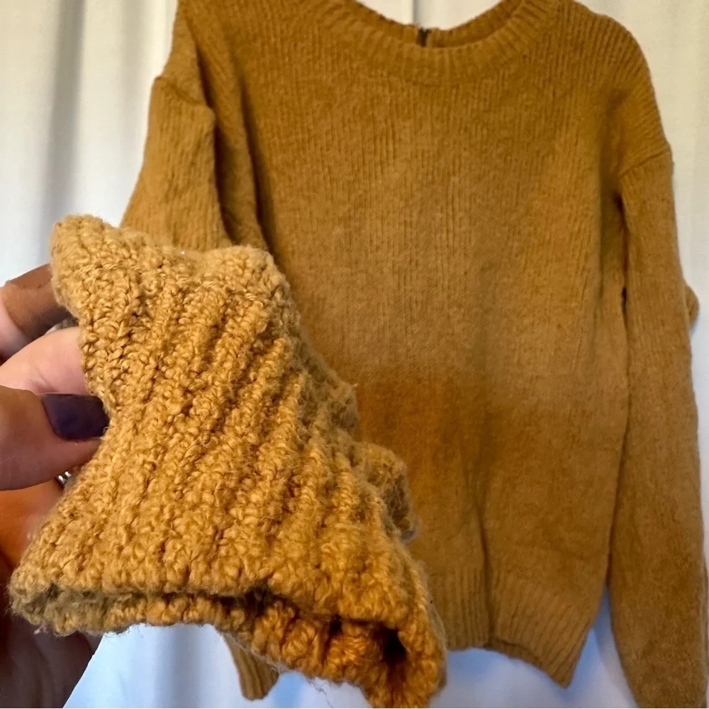 Abercrombie & Fitch Women’s Small Mustard Yellow Full Zip Back Sweater Cotton Bl - Picture 3 of 10